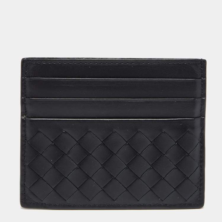 مملوكة مسبقًا Bottega Veneta Black Intrecciato Leather Card Holder