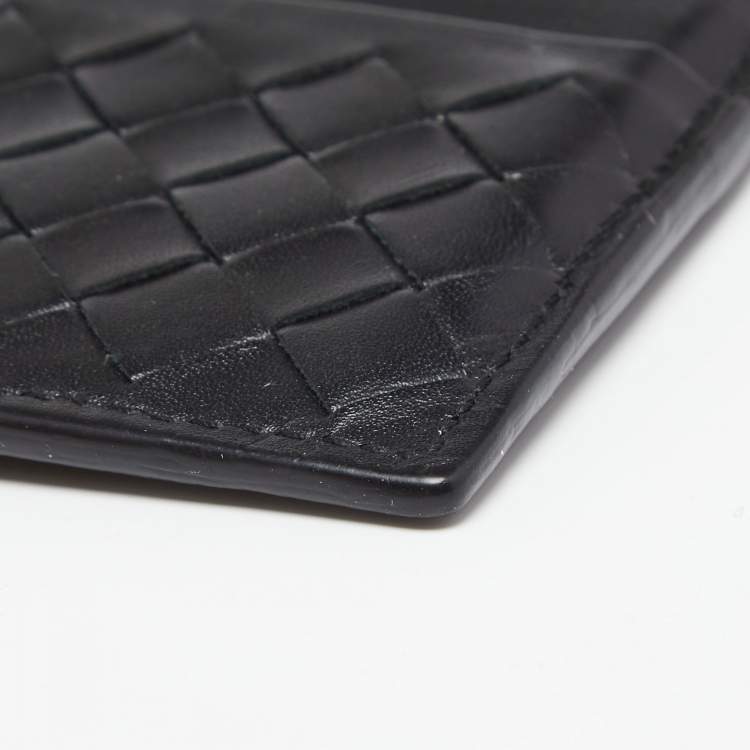 مملوكة مسبقًا Bottega Veneta Black Intrecciato Leather Card Holder
