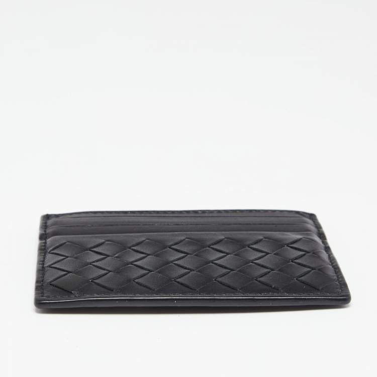 مملوكة مسبقًا Bottega Veneta Black Intrecciato Leather Card Holder