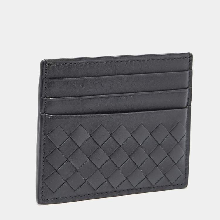 مملوكة مسبقًا Bottega Veneta Dark Grey Intrecciato Leather Card Holder