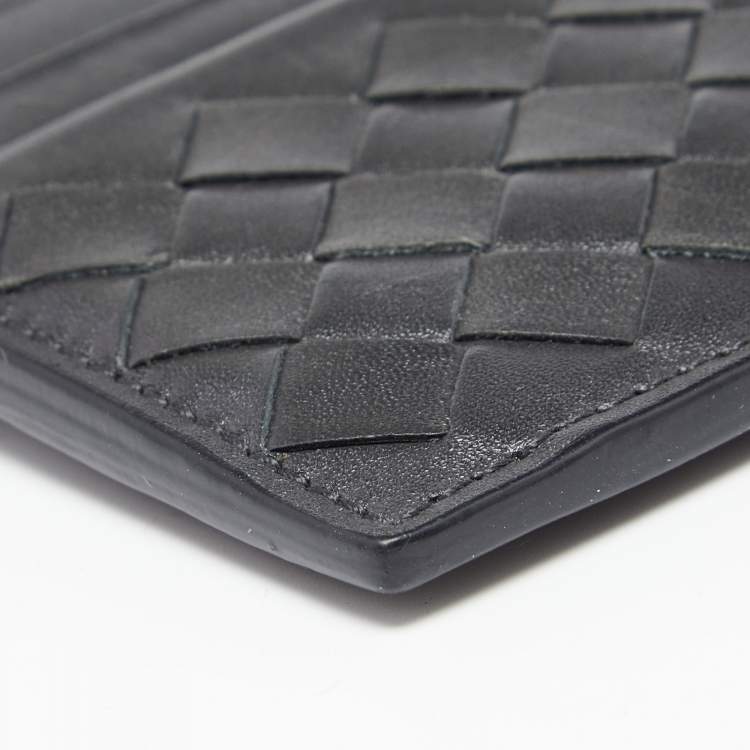 مملوكة مسبقًا Bottega Veneta Dark Grey Intrecciato Leather Card Holder