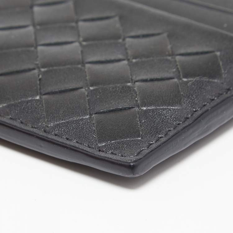 مملوكة مسبقًا Bottega Veneta Dark Grey Intrecciato Leather Card Holder