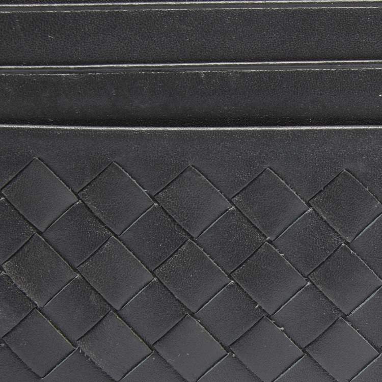 مملوكة مسبقًا Bottega Veneta Dark Grey Intrecciato Leather Card Holder