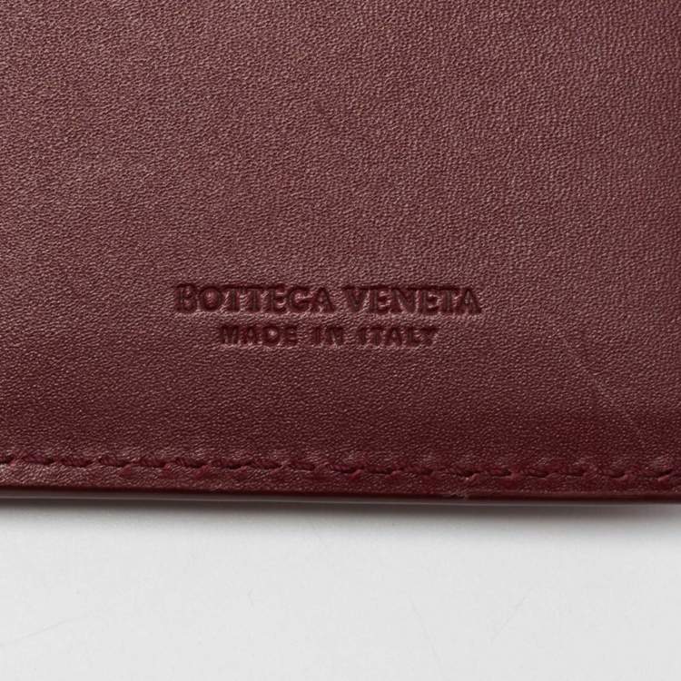 Pre Owned Bottega Veneta Burgundy Intrecciato Leather Flap Continental Wallet