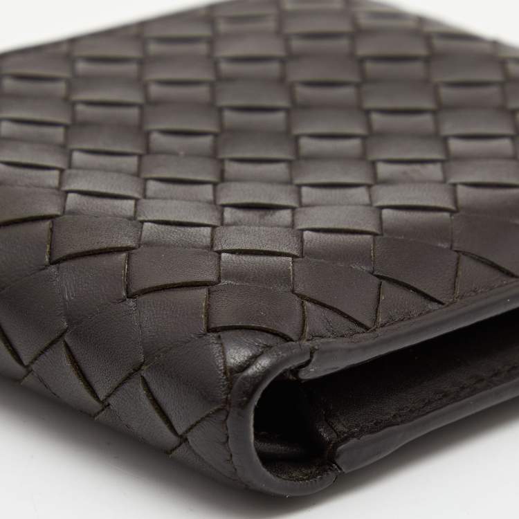 Pre Owned Bottega Veneta Brown Intrecciato Leather Bifold Wallet