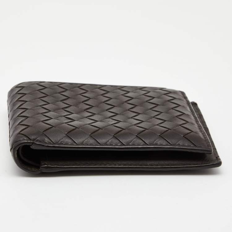 Pre Owned Bottega Veneta Brown Intrecciato Leather Bifold Wallet