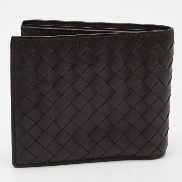 Pre Owned Bottega Veneta Brown Intrecciato Leather Bifold Wallet
