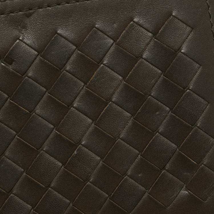 Pre Owned Bottega Veneta Olive Green Intrecciato Leather Bifold Wallet