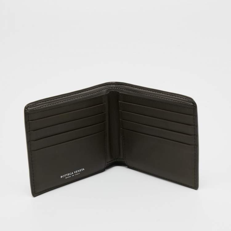 Pre Owned Bottega Veneta Olive Green Intrecciato Leather Bifold Wallet