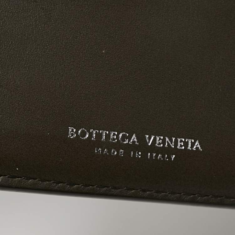 Pre Owned Bottega Veneta Olive Green Intrecciato Leather Bifold Wallet