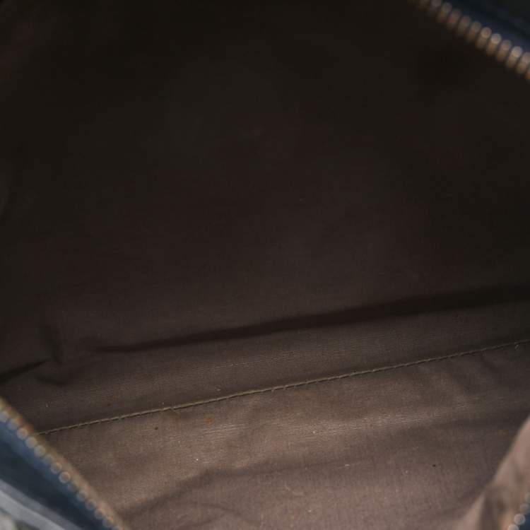 Pre Owned Bottega Veneta Navy Blue Intrecciato Leather Messenger Bag