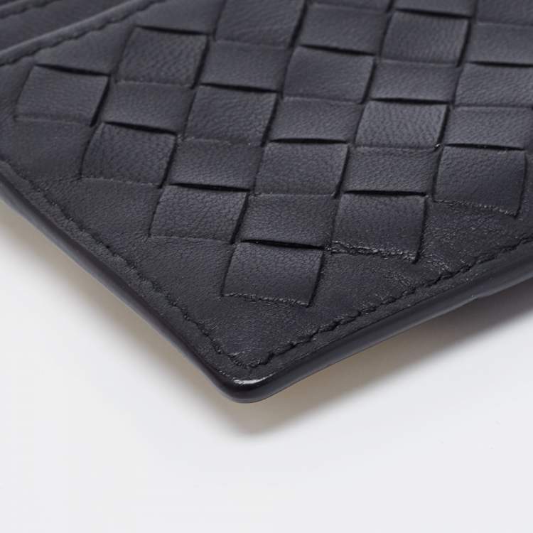 مملوكة مسبقًا Bottega Veneta Black/Off White Intrecciato Leather Zip Card Case