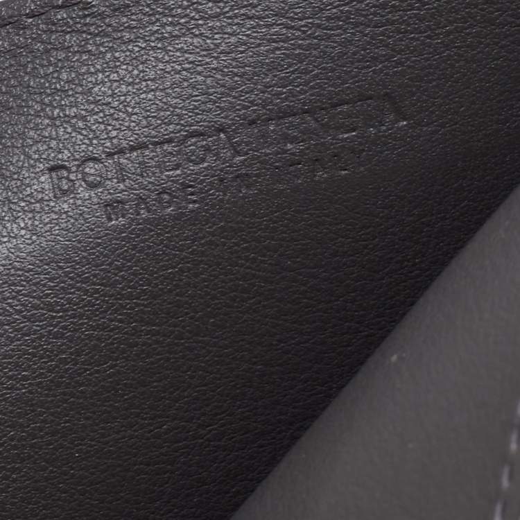Pre Owned Bottega Veneta Grey Intrecciato Leather Card Holder