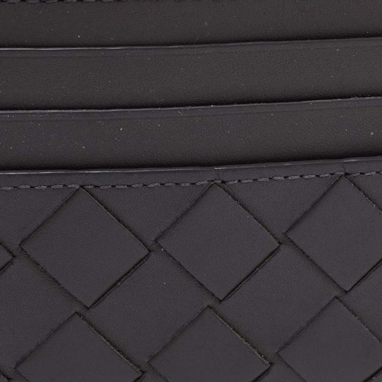 Pre Owned Bottega Veneta Grey Intrecciato Leather Card Holder