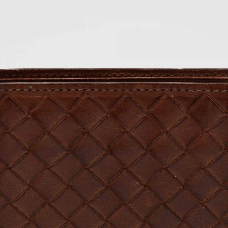 Pre Owned Bottega Veneta Tan Intrecciato Leather Bifold Wallet