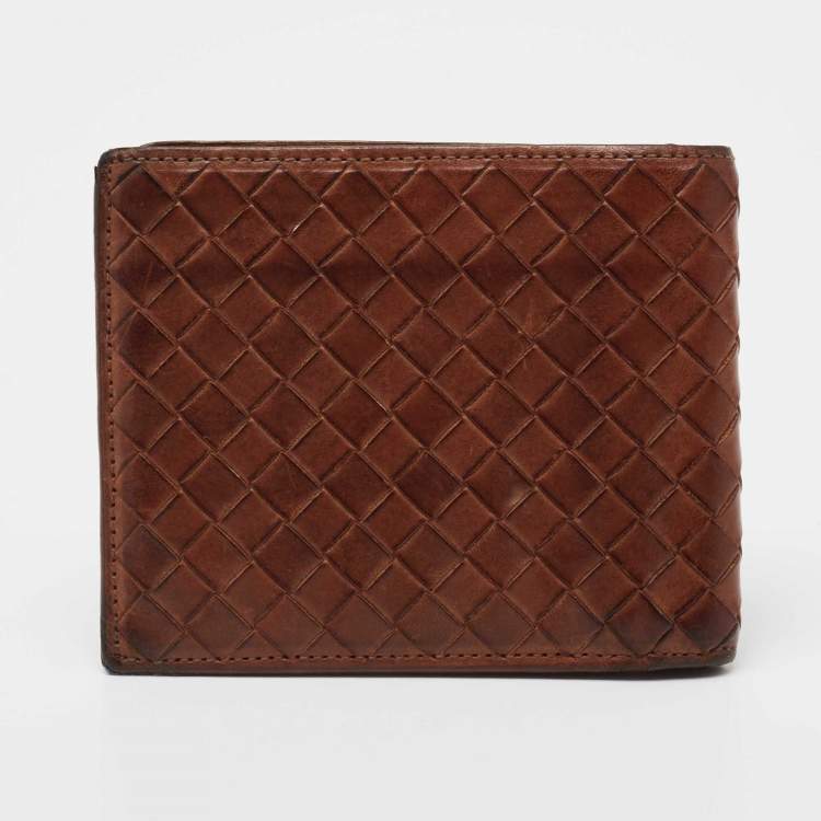 Pre Owned Bottega Veneta Tan Intrecciato Leather Bifold Wallet