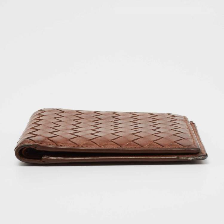 Pre Owned Bottega Veneta Tan Intrecciato Leather Bifold Wallet