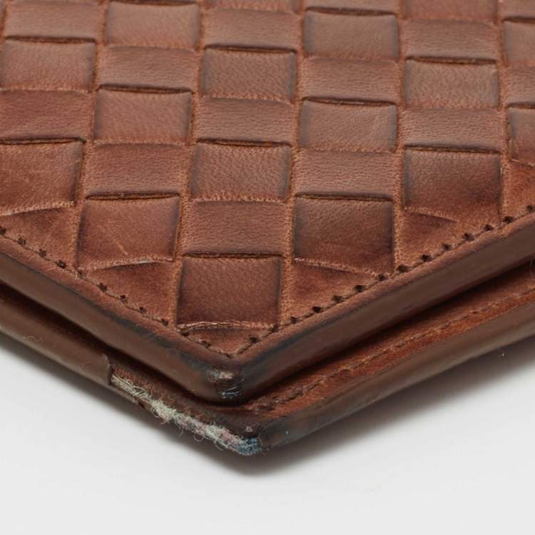 Pre Owned Bottega Veneta Tan Intrecciato Leather Bifold Wallet