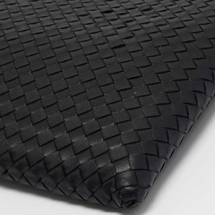 Pre Owned Bottega Veneta Black Intrecciato Leather Wristlet Clutch