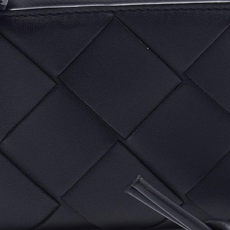 Pre Owned Bottega Veneta Black Leather Zip Coin Purse