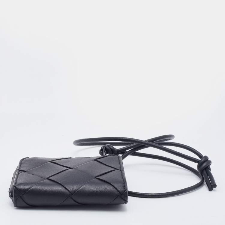 Pre Owned Bottega Veneta Black Leather Zip Coin Purse