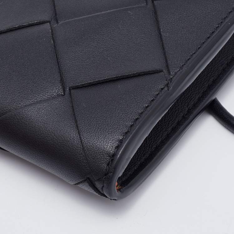 Pre Owned Bottega Veneta Black Leather Zip Coin Purse