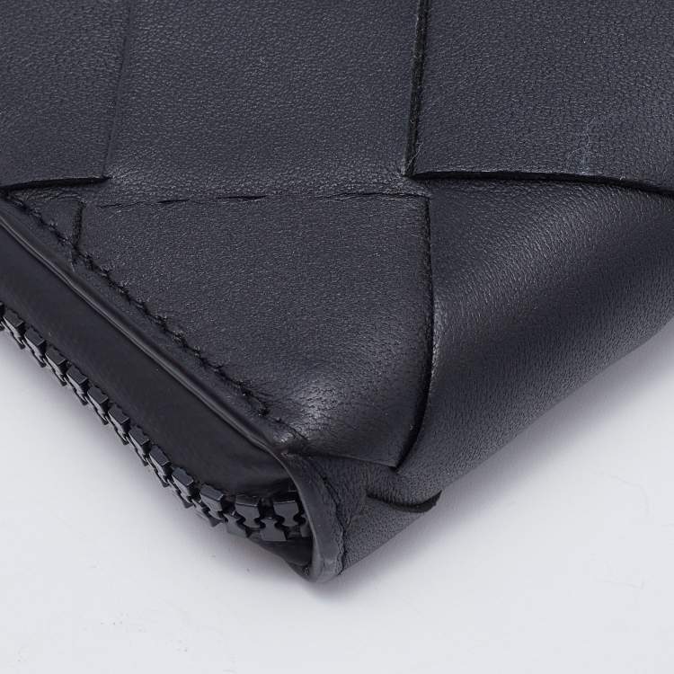 Pre Owned Bottega Veneta Black Leather Zip Coin Purse