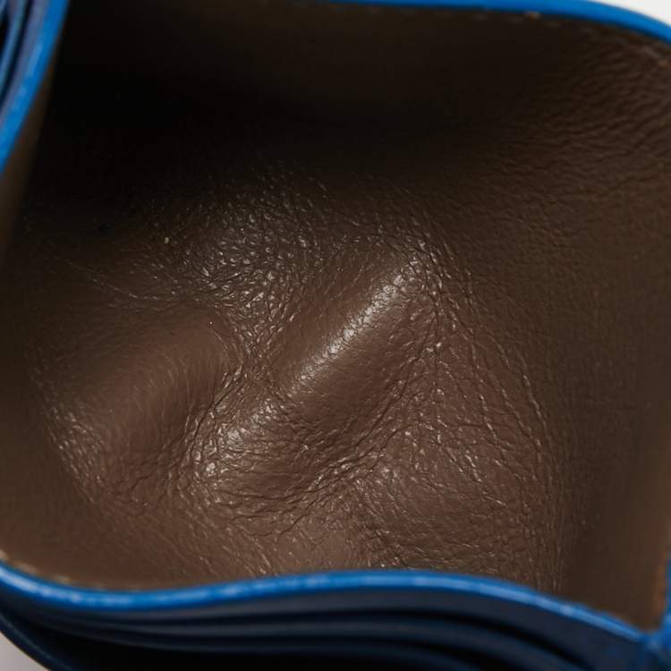 مملوكة مسبقًا Bottega Veneta Blue Intrecciato Leather Card Holder
