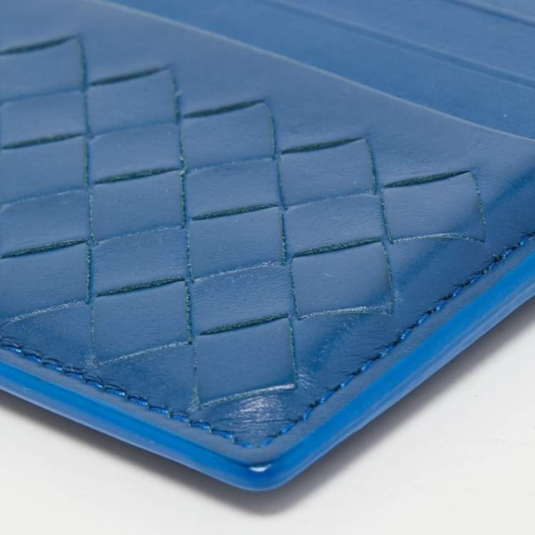 مملوكة مسبقًا Bottega Veneta Blue Intrecciato Leather Card Holder