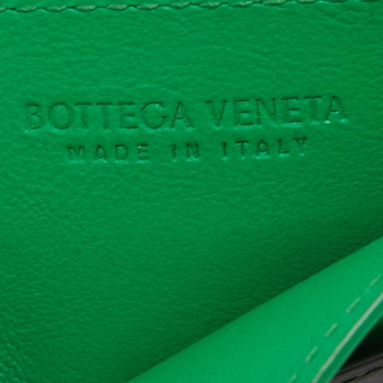 Pre Owned Bottega Veneta Black/Green Intrecciato Leather Card Holder