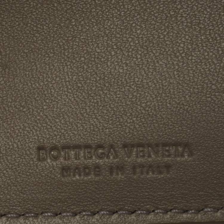 Pre Owned Bottega Veneta Olive Green Intrecciato Leather Bifold Wallet