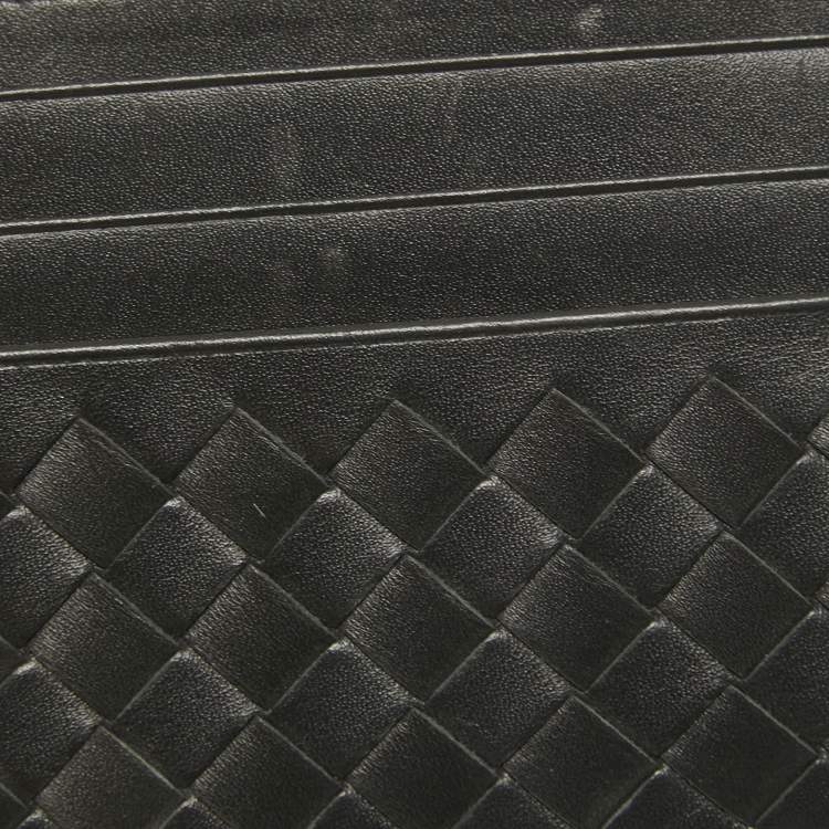 Pre Owned Bottega Veneta Grey Intrecciato Leather Card Holder