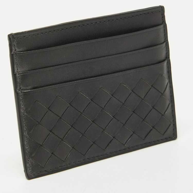 Pre Owned Bottega Veneta Grey Intrecciato Leather Card Holder