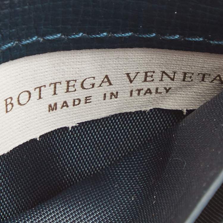 Pre Owned Bottega Veneta Teal Green Leather Card Holder
