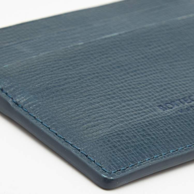 Pre Owned Bottega Veneta Teal Green Leather Card Holder