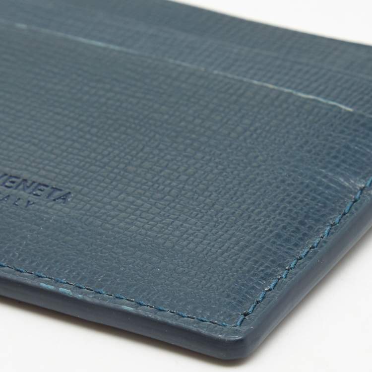 Pre Owned Bottega Veneta Teal Green Leather Card Holder