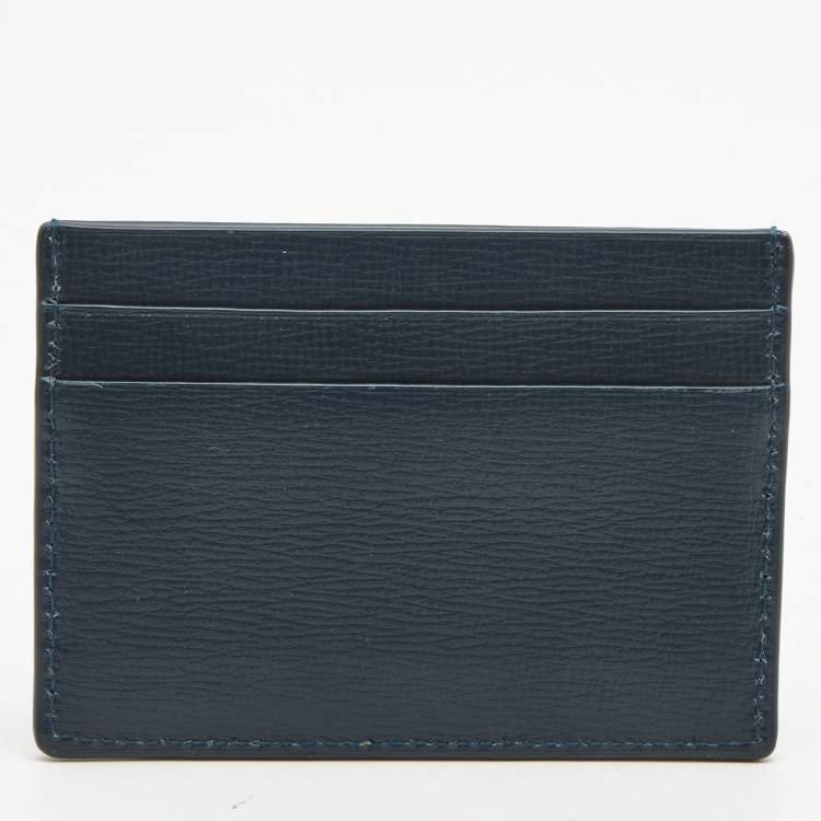 Pre Owned Bottega Veneta Teal Green Leather Card Holder