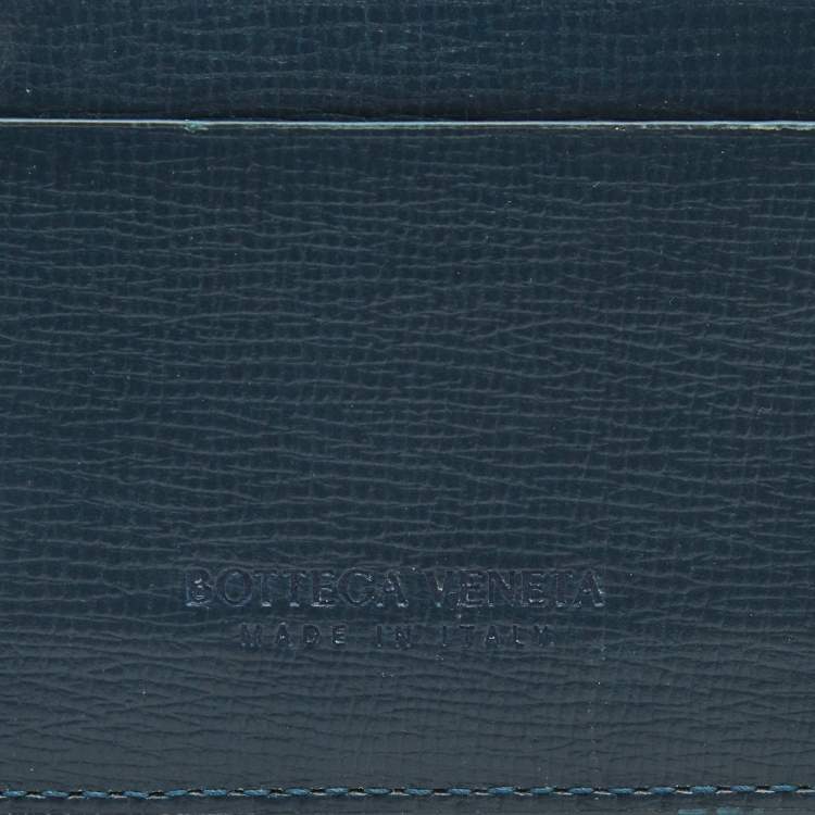 Pre Owned Bottega Veneta Teal Green Leather Card Holder