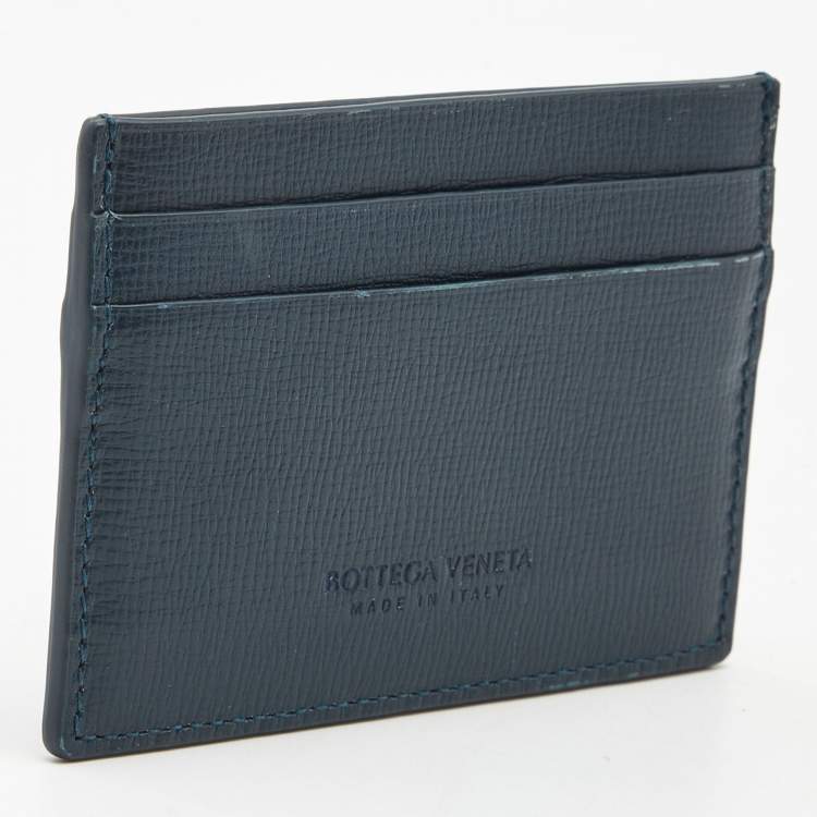 Pre Owned Bottega Veneta Teal Green Leather Card Holder