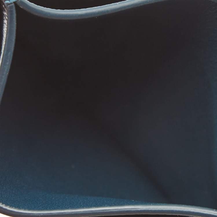 Pre Owned Bottega Veneta Teal Green Leather Card Holder