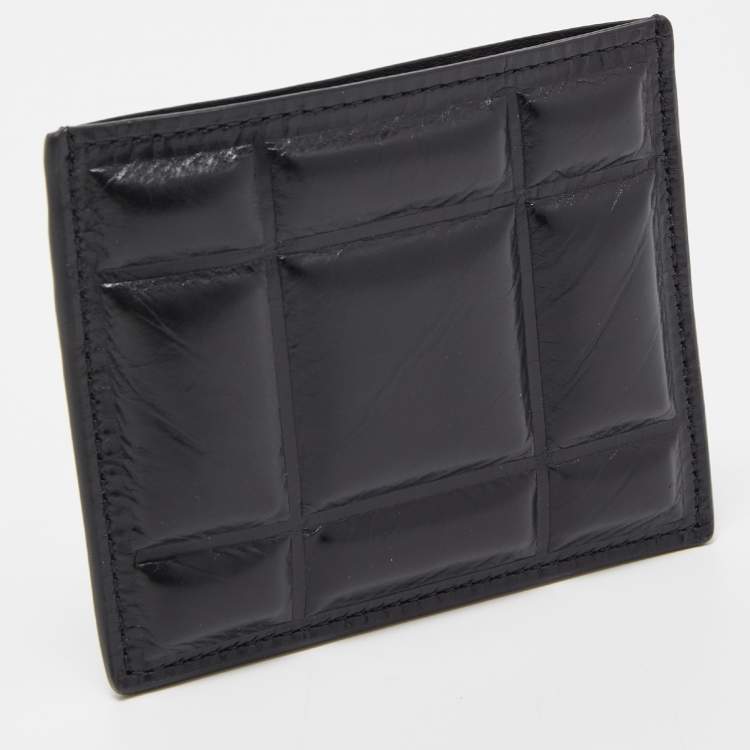 Pre Owned Bottega Veneta Black Padded Intrecciato Leather Card Holder