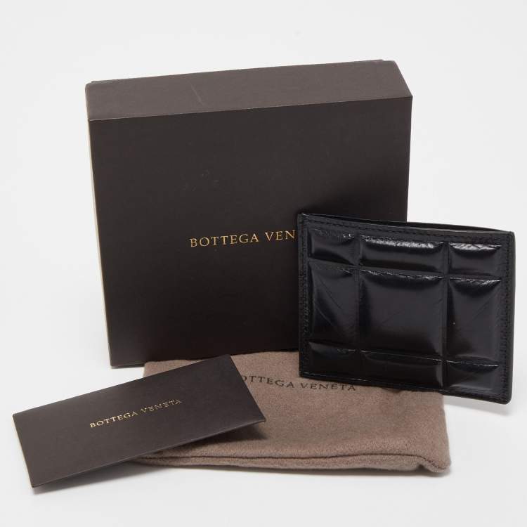 Pre Owned Bottega Veneta Black Padded Intrecciato Leather Card Holder