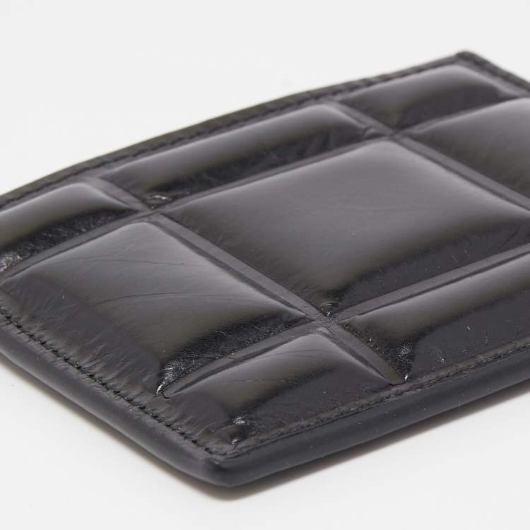 Pre Owned Bottega Veneta Black Padded Intrecciato Leather Card Holder