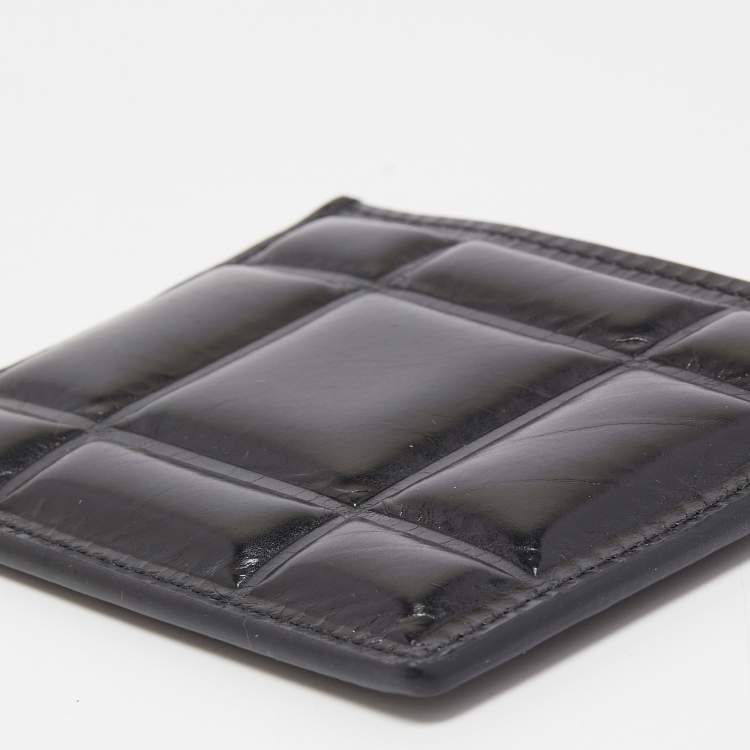 Pre Owned Bottega Veneta Black Padded Intrecciato Leather Card Holder