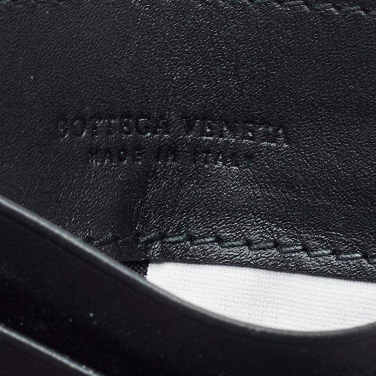Pre Owned Bottega Veneta Black Intrecciato Leather Card Holder