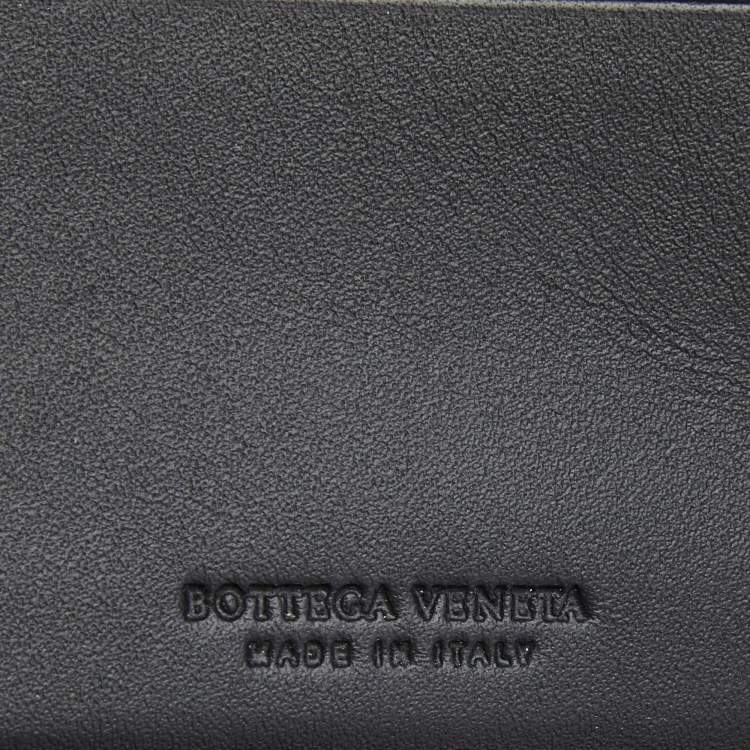 Pre Owned Bottega Veneta Black Intrecciato Leather Zip Around Compact Wallet