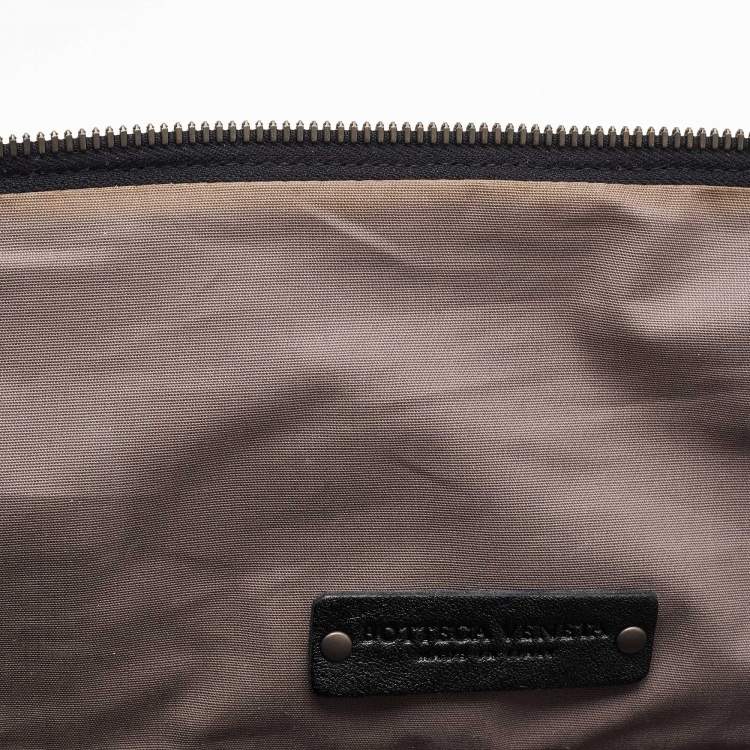 Pre Owned Bottega Veneta Black Intrecciato Leather Weekender Bag