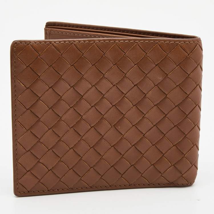 Pre Owned Bottega Veneta Brown Intrecciato Leather Bifold Wallet