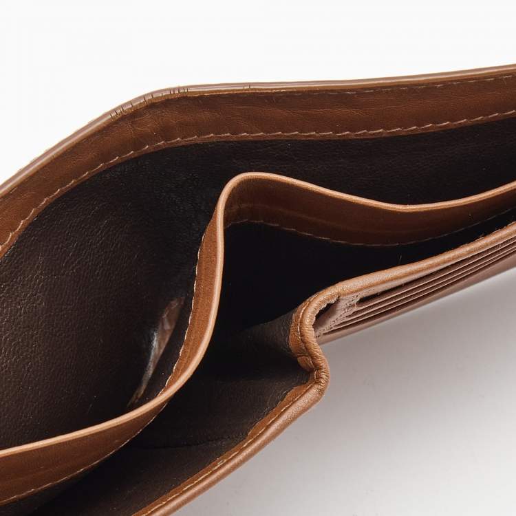 Pre Owned Bottega Veneta Brown Intrecciato Leather Bifold Wallet