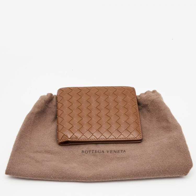 Pre Owned Bottega Veneta Brown Intrecciato Leather Bifold Wallet